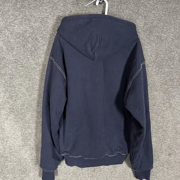 Stussy Hoodie Mens Large Navy Blue Full Zip Fleece Workgear Portugal Sweatshirt - Picture 9 of 9